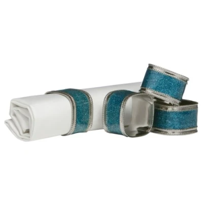 Immagine di Premier Housewares Set di 4 anelli portatovaglioli con brillantini, colore: Turchese