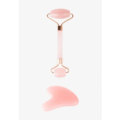 Immagine di Brushworks ROSE Resin Roller &amp; GUA SHA Kit skincare, Donna, Taglia: One Size, Pink