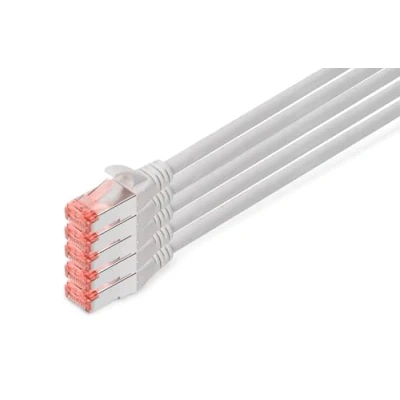Immagine di Digitus DK 1644 100 5 Cavo di Rete 10 m Cat6 S/FTP (S STP) Grigio, Cat 6 (5 Pezzi), patch S FTP LSZH