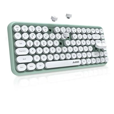 Immagine di FELiCON x AJAZZ 308i Tastiera Wireless Cute Retrò, per Computer Silenziosa Bluetooth con Rotondi Punk Compatti 84 Tasti, Texture Opaca, Design Macchina da Scrivere QWERTY PC, Mac Verde