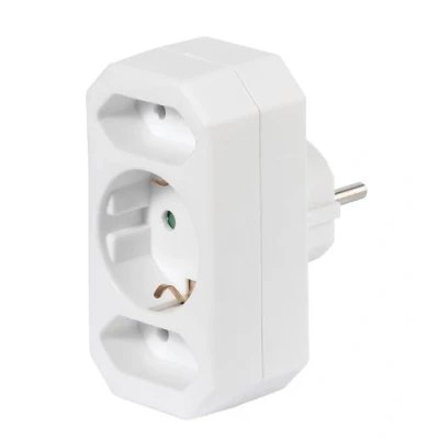 Immagine di Vivanco Adattatore Schuko A3 W su 1 x presa / 2 frizione europea, compatto, bianco