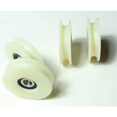 Immagine di Confezione da 4 ruote per puleggia in nylon con scanalatura rotonda 10 mm, diametro 60 cuscinetto capacità 50 kg, lavorate precisione nell&#039;UE (60 10)