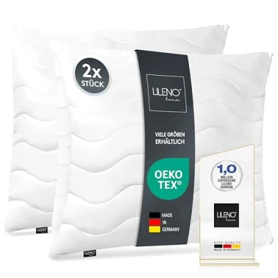 Immagine di Lileno Home Imbottitura per cuscino, 40 x cm, set da 2 pezzi, cuscino interno trapuntato, chi soffre di allergie, in microfibra, come decorativo e divano, lavabile a C