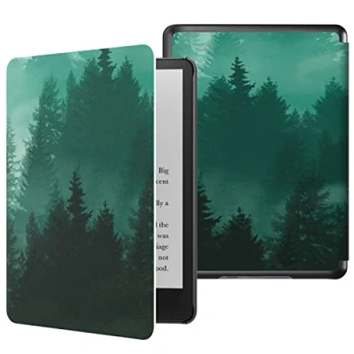 Immagine di MoKo Custodia per Kindle Paperwhite 11ª Generazione (Modello 2021), Schermo da 6,8&quot;, Protettiva in Policarbonato di Stile Semplice e Elegante, Foresta Verde