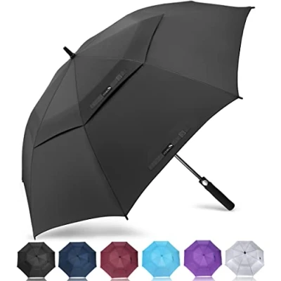 Immagine di ZOMAKE Ombrello da Golf Grande 172cm Automatico Ombrelli Pioggia Grandi Resistente Antivento Con Doppio Baldacchino Extra Large Umbrella Per Uomo Donna(Nero)