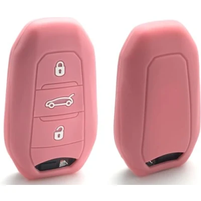 Immagine di Nordecco Custodia in silicone per chiave auto Opel Corsa F Astra L VI 70 piastra Jeep Avenger 3 pulsanti Keyless Remote (rosa)