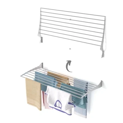 Immagine di foxydry Fold, Stendibiancheria da parete, Stendino Verticale, Pieghevole Interno e Esterno in Alluminio Acciaio 116x50x10 cm (120)