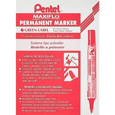 Immagine di Pentel Maxiflo NLF50 Pennarelli permanenti, 2 mm, colore: Rosso