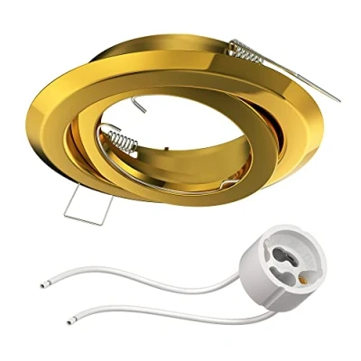 Immagine di ledscom.de Cornice da incasso a soffitto FABI, rotonda, girevole, oro lucido (GU10/MR16/GU5,3/50mm) incl. presa
