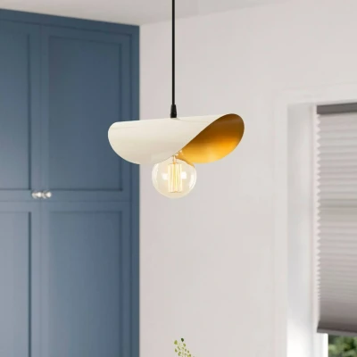 Immagine di Tools Ciondolo a 1 luce in metallo bianco e oro Menzzo