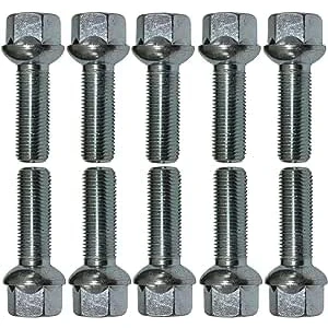 Immagine di 10 bulloni per ruota, colore argento, R14, M14 x 1,5, 60 mm
