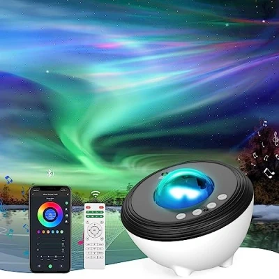 Immagine di YunLone Proiettore Aurora Lampada Stelle Soffitto LED Cielo Galassia con Smart APP, Compatibile Alexa, Macchina Suono, Bluetooth Musicale, 48 Modalità per Bambini Adulti