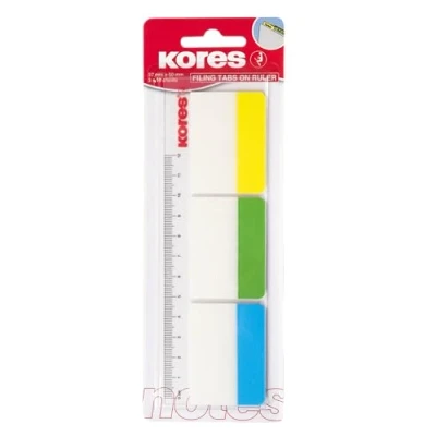 Immagine di Kores Strisce adesive Larghe su Righello, segnalibri autoadesivi e Bandiere per Documenti, Materiale Scolastico Ufficio, 37 x 50 mm, Set di 3 Colori Assortiti 10 Fogli ciascuno