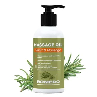 Immagine di QKnatur Rosmarino olio da massaggio ad alto contenuto di essenziale ed estratti Harpagofito e Calendula Recuperatore muscolare (250 ml)