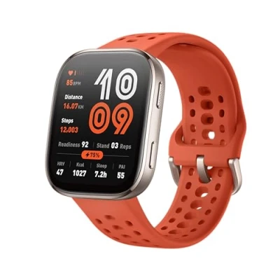 Immagine di Amazfit Bip 6 Smart Watch 46 mm, batteria da 14 giorni, display AMOLED 1,97&quot;, GPS e mappe gratuite, IA, Bluetooth per chiamate messaggi, Sleep Tracker, 140+ modalità di allenamento, 5 ATM, Rosso