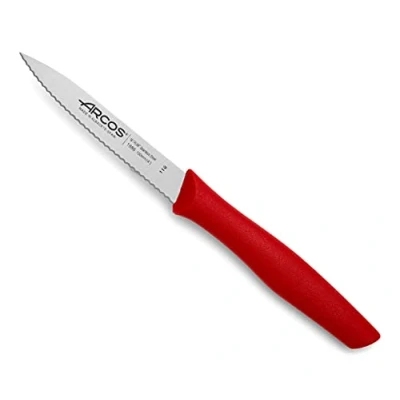 Immagine di Arcos Serie Nova, Spelucchino Coltello per sbucciare Serrato, Lama Acciaio Inossidabile NITRUM 100 mm, Manico Polipropilene, Colore Rosso