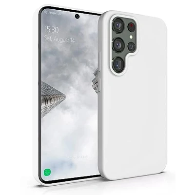 Immagine di MyGadget Custodia per Samsung Galaxy S22 Ultra Hardcase con Strato Microfibra &amp; Cover Silicone Resistente Protezione Antigraffio Antiurto Bianco