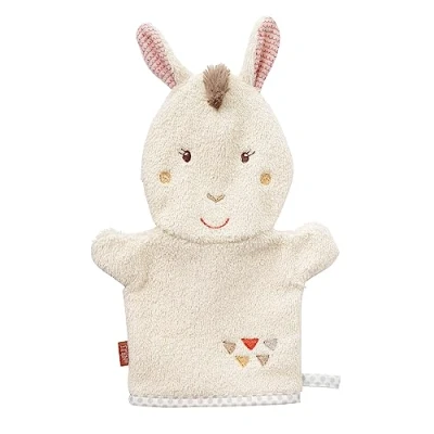 Immagine di Fehn Il lama di flanella Fehn, guanto da bagno con motivo animale, giocattolo per un allegro e divertente, la vasca bagno, neonati bambini 0+ mesi