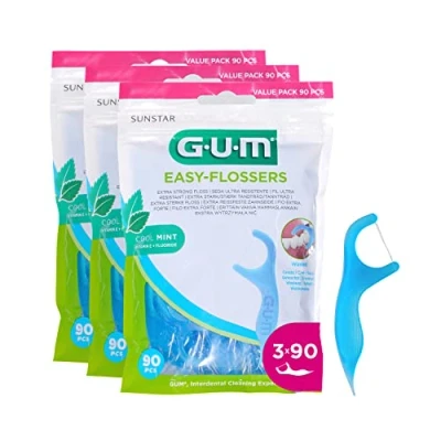 Immagine di GUM EASY FLOSSERS Forcelle interdentali Rimuovono i residui di cibo E la placca tra denti Rivestimento al fluoro vitamina 3x90 Pezzi