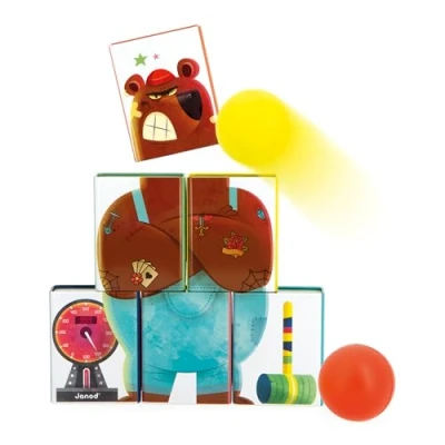 Immagine di Janod Tiro ai Barattoli per Bambini Applepop Gioco di Abilità 6 Scatole in Metallo + 2 Palline Gommapiuma da Esterni Sviluppa Manualità e Concentrazione dai 3 Anni, J03359