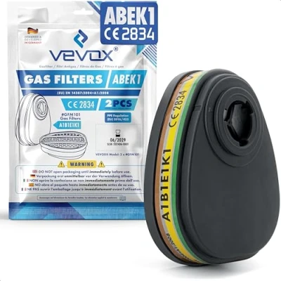 Immagine di VEVOX® Filtro antigas ABEK1 set di 2 per maschera Compatibile con la semimaschera #HM5376