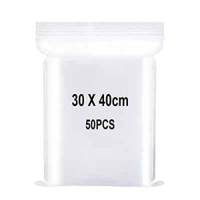 Immagine di Sacchetti in Plastica Trasparente Richiudibili, Sacchetto Sigillato, Borsa con Chiusura a Cerniera, Applicano Articoli per Bricolage, Deposito di Abbigliamento, ecc. 30x40cm 50pezzi