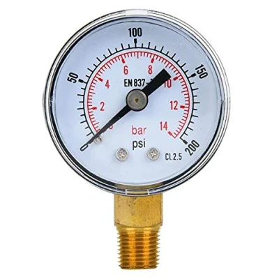 Immagine di manometro meccanico, BSPT da 1/8 di pollice per aria, olio e acqua(0 200psi,0 14bar)