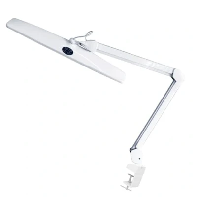 Immagine di Velleman Lampada da scrivania a LED con morsetto, braccio orientabile, interruttore on/off e funzione dimmer, 84 LED, larghezza 58 cm, 21 W, 6500 K, bianco
