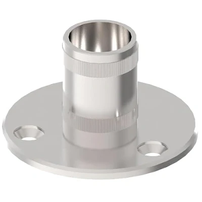 Immagine di Sellon24® Flangia di ancoraggio a pavimento in acciaio inox, per tubo rotondo, flangiato, supporto da pavimento, piastra Ø 42,4 mm, ringhiera