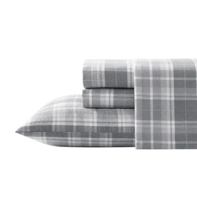 Immagine di Laura Ashley Sheets Set di Lenzuola in Flanella Cotone, Mulholland Plaid Grigio, King