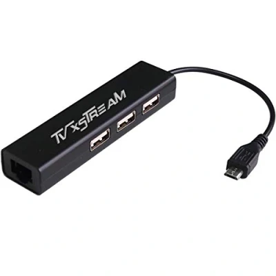 Immagine di TV xStream Adattatore LAN Ethernet con 3 porte USB Hub alimentazione Micro per dispositivi Streaming, Stick 2nd Gen, 3rd Gen 4K Firestick, più cavo a DC
