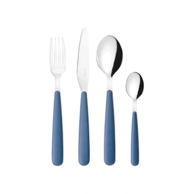 Immagine di Guzzini Set 24 posate in acciaio inossidabile, bianco, &quot;POP&quot; (blu navy)