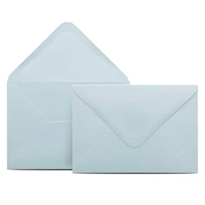Immagine di Colours 4 you 25 buste per lettere, formato DIN C6, 11,4 x 16,2 cm, con chiusura a linguetta umido, 100 g/m², colore: blu chiaro