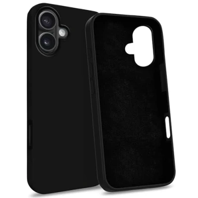 Immagine di MyGadget Custodia compatibile con iPhone 16 Plus Hardcase Strato Microfibra &amp; Cover Silicone Resistente Protezione Antigraffio Antiurto Nero