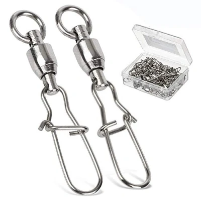 Immagine di 9Tong Cuscinetto a Sfere Girevole Girelle di Pesca in Acciaio con Dual Scatta Blocco Connettore Linea d&#039;Acqua Dolce e salata 25pcs 154lbs