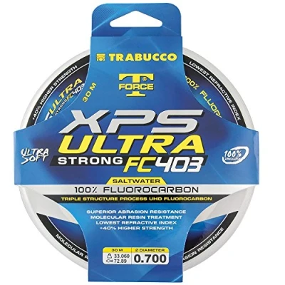Immagine di Trabucco Filo da Pesca XPS Ultra Strong Saltwater T Force 50 m 0.500 mm Fluorocarbon Ideale per Tutte Le Tecniche di Spinning Surfcasting Trota Bolognese Lago Invisibile in Acqua Resistente al