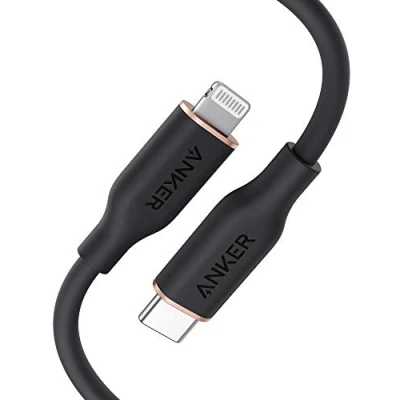 Immagine di Anker cavo iPhone usb c, lightning PowerLine III Flow, certificato MFi, 13/13 Pro Max/12/11 Pro/X/XS/XR/8 Plus, AirPods Pro(90cm), gel silice, Nero mezzanotte