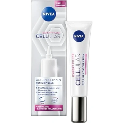 Immagine di NIVEA Cellular Expert Filler, crema per occhi e labbra, rassodante anti rughe, con acido ialuronico folico, la cura delle labbra (15 ml)