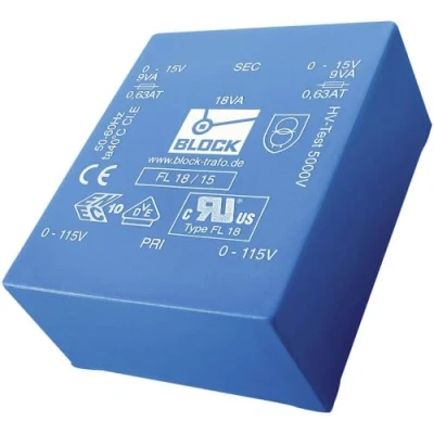 Immagine di Block FL 6/18 Trasformatore per PCB 2 x 115 V 18 V/AC 6 VA 166 mA