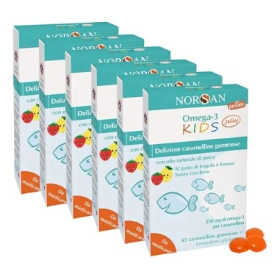 Immagine di NORSAN Omega 3 bambini FISK Jelly 6x45 Caramelle per masticabili alla frutta con Olio di pesce IFOS I Integratore EPA DHA Vitamina D