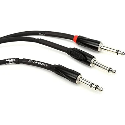 Immagine di Cavo di Interconnessione Insert/Splitter Roland Black Series da Trs 1/4 a Due , 1.5 M /5 Ft Rcc 5 Tr28, Nero