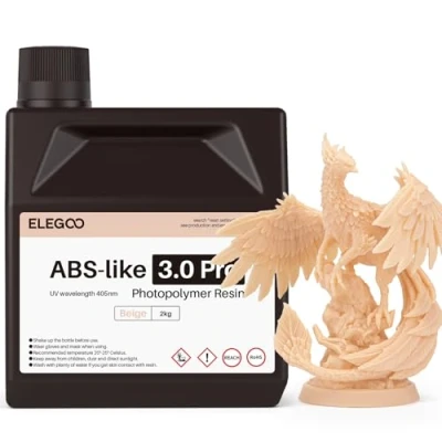 Immagine di ELEGOO Resina ABS Like 3.0 Pro, LCD UV Rapida Alta Precisione, Non Brittle, Migliorata Forza e Durezza per LCD/DLP Stampante 3D Fotopolimerica, Beige 2000G