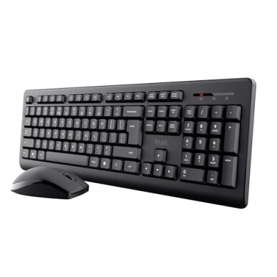 Immagine di Trust Primo, set di mouse senza fili, layout tedesco QWERTZ, tasti piatti, resistente agli spruzzi, wireless ambidestro con ricevitore USB, tastiera per PC, computer laptop Mac