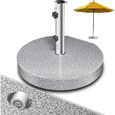 Immagine di KESSER® Supporto per Ombrellone in Granito con Tubo Acciaio Inox, Base Quadrato 30KG Aste di 16 48 mm, incl. Maniglia Trasporto Giardino e Balcone, Grigio