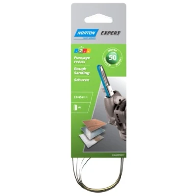 Immagine di Norton Set di nastri abrasivi per lima elettriche, 13 x 454, grana 50 (Confezione da 4)