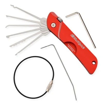 Immagine di Set di grimaldelli Multipick Rosso Lockpicking qualità professionale in acciaio flessibile alta con 6 lame Made Germany