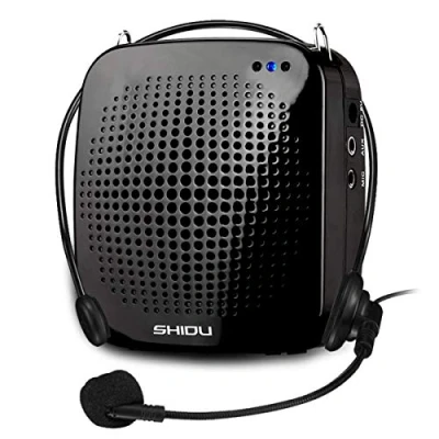 Immagine di amplificatore vocale portatile con microfono cuffia 15W Batteria ricaricabile 2000mah Shidu Sistema PA di voce mini per insegnanti, guida turistica, allenatori, presentatori