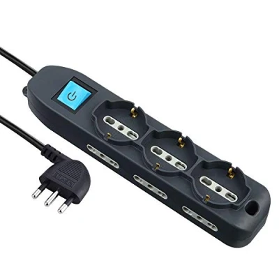 Immagine di Electraline 62039 Multipresa 9 Posti con Cavo, Nero, 3 m