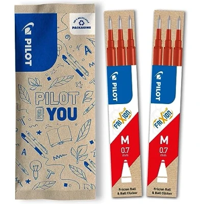 Immagine di Pilot FriXion, 2 set da 3 Ricariche per penna cancellabile Frixion Ball e Clicker, Colore Rosso, Punta Media