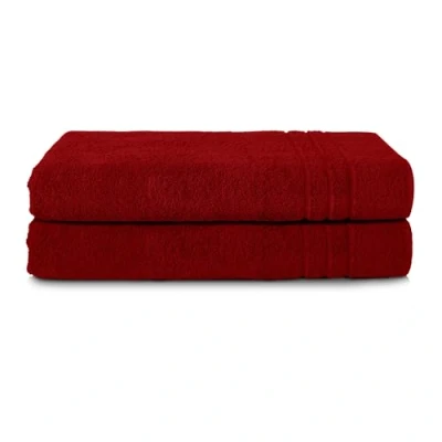 Immagine di Komfortec Asciugamani 2 per Sauna 80x200 cm in 100% Cotone,470 g/m², Asciugamano Doccia Grande, Morbido, Asciugatura Rapida, Aurora rossa
